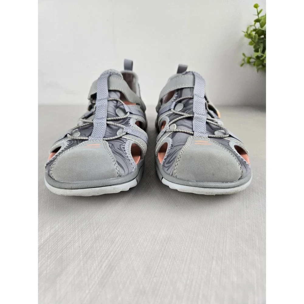 Dr Scholls Adelle Rek Women 7M Gray Peach Sporty Fisherman Sandals Walking Shoes